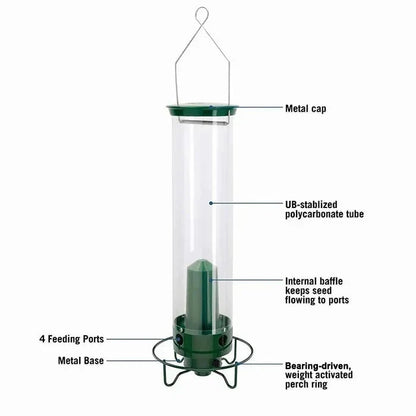 Squirrel-Proof Bird Feeder for Gardens with Large Seed Reservoir