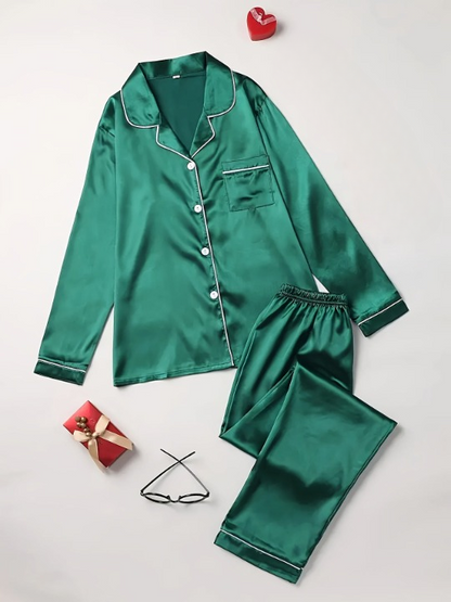 Set with Ladies Satin Pyjama Soft Shine and Comfortable Fit