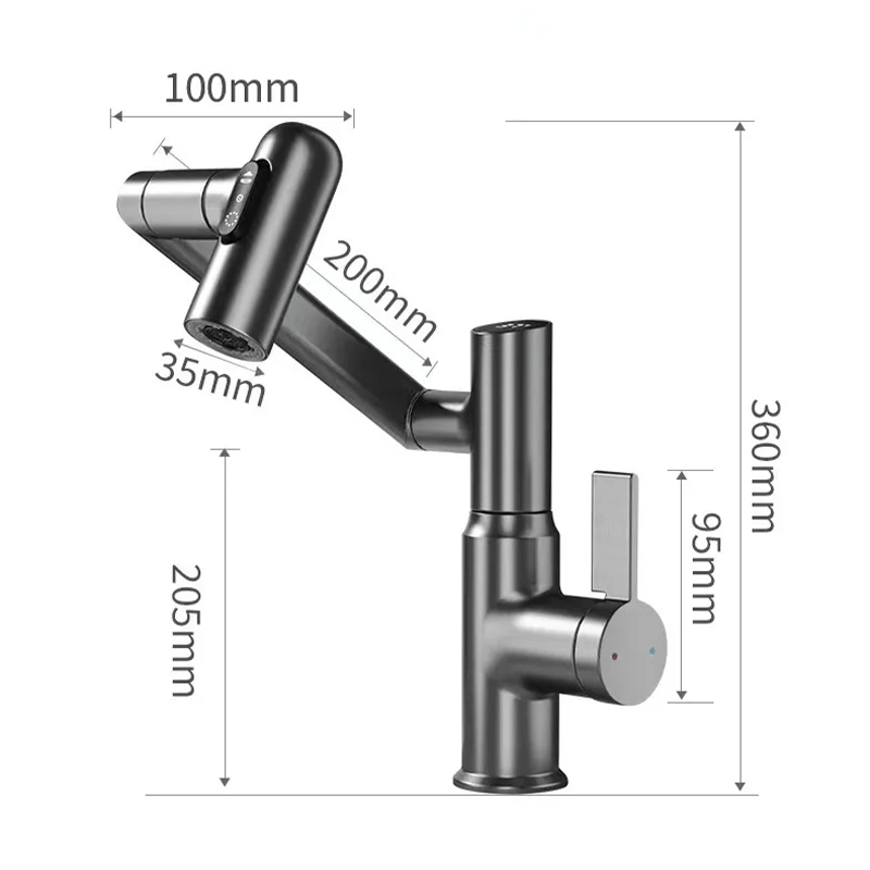 Swivel Kitchen Tap with LED Temperature Display and 360-Degree Spout for Modern Comfort