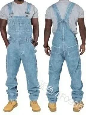 Men's Denim Overall with Adjustable Straps and Functional Pockets