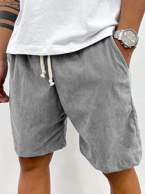Men's Corduroy Stretch Shorts with Ribbed Texture and Comfortable Fit