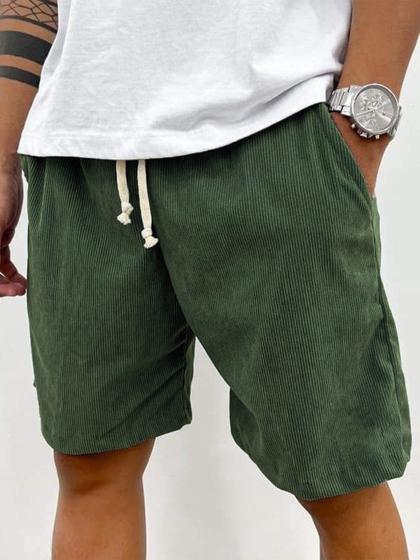Men's Corduroy Stretch Shorts with Ribbed Texture and Comfortable Fit