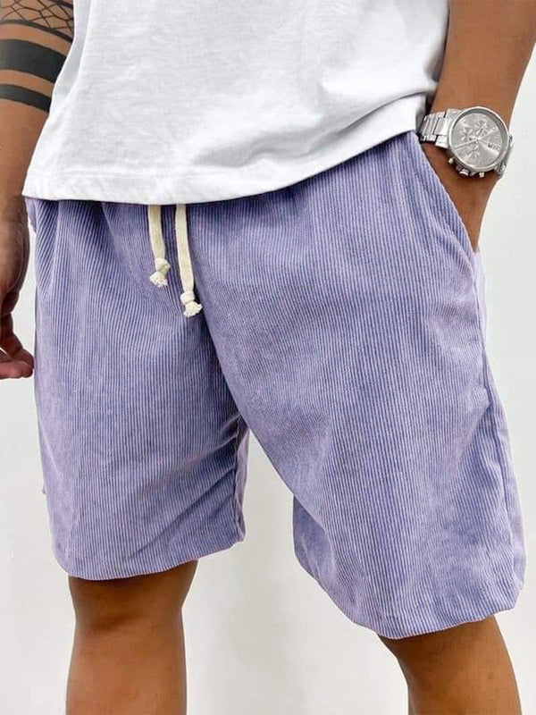 Men's Corduroy Stretch Shorts with Ribbed Texture and Comfortable Fit