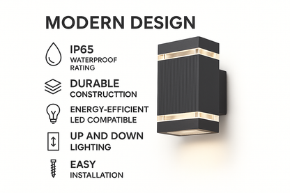 Light with Modern Outdoor Wall Up and Down Light and Weather-Resistant Design