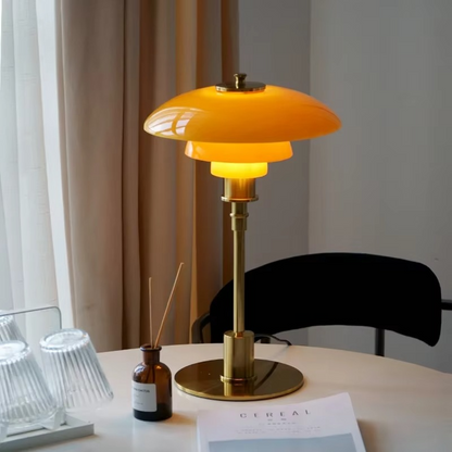 Table Lamp with Design Glass Shade for Atmospheric Light and Minimalist Elegance