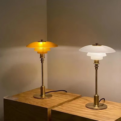 Table Lamp with Design Glass Shade for Atmospheric Light and Minimalist Elegance
