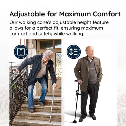 Foldable Walking Stick with LED Lighting and Non-Slip Foot for Stability