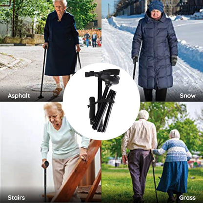 Foldable Walking Stick with LED Lighting and Non-Slip Foot for Stability