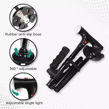 Foldable Walking Stick with LED Lighting and Non-Slip Foot for Stability