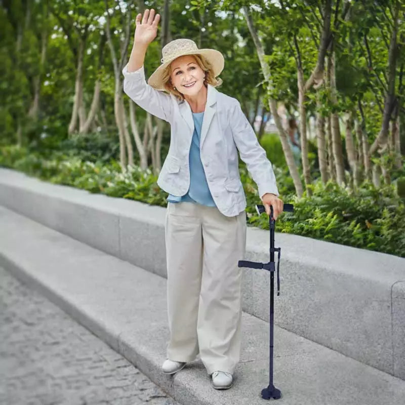 Foldable Walking Stick with LED Lighting and Non-Slip Foot for Stability