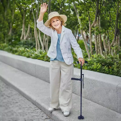 Foldable Walking Stick with LED Lighting and Non-Slip Foot for Stability