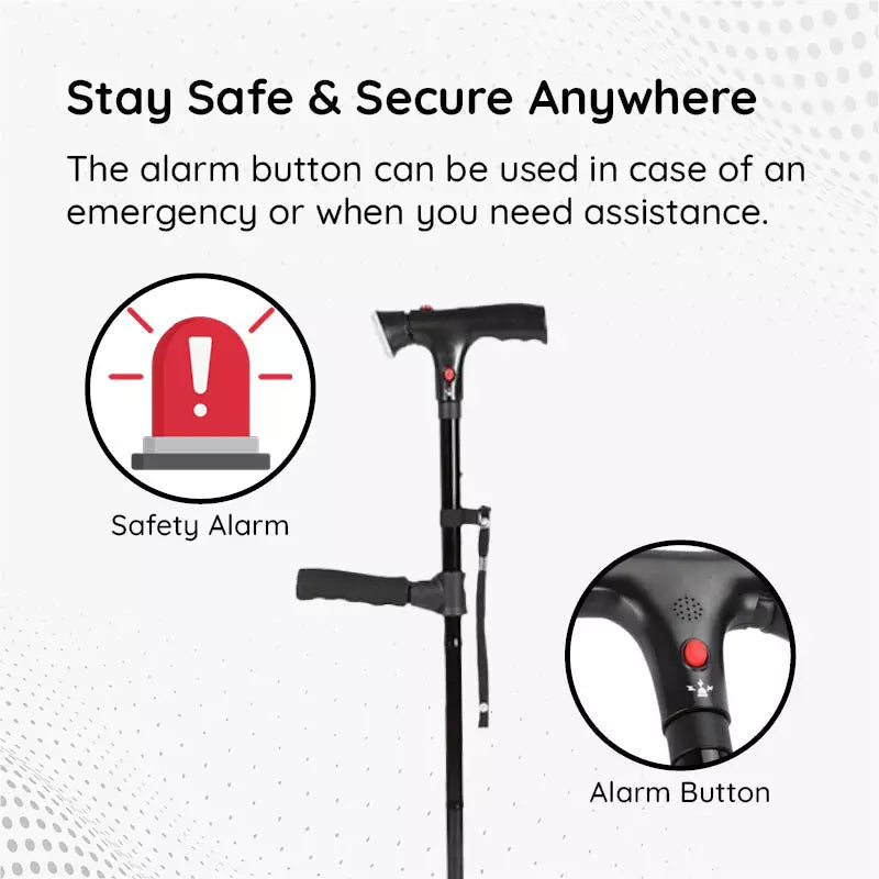 Foldable Walking Stick with LED Lighting and Non-Slip Foot for Stability