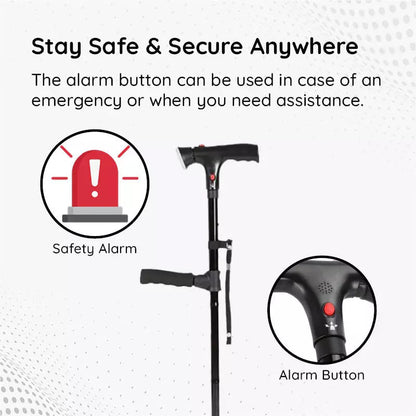 Foldable Walking Stick with LED Lighting and Non-Slip Foot for Stability