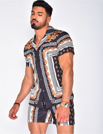 Set with Men's Summer Short Sleeves and Matching Shorts