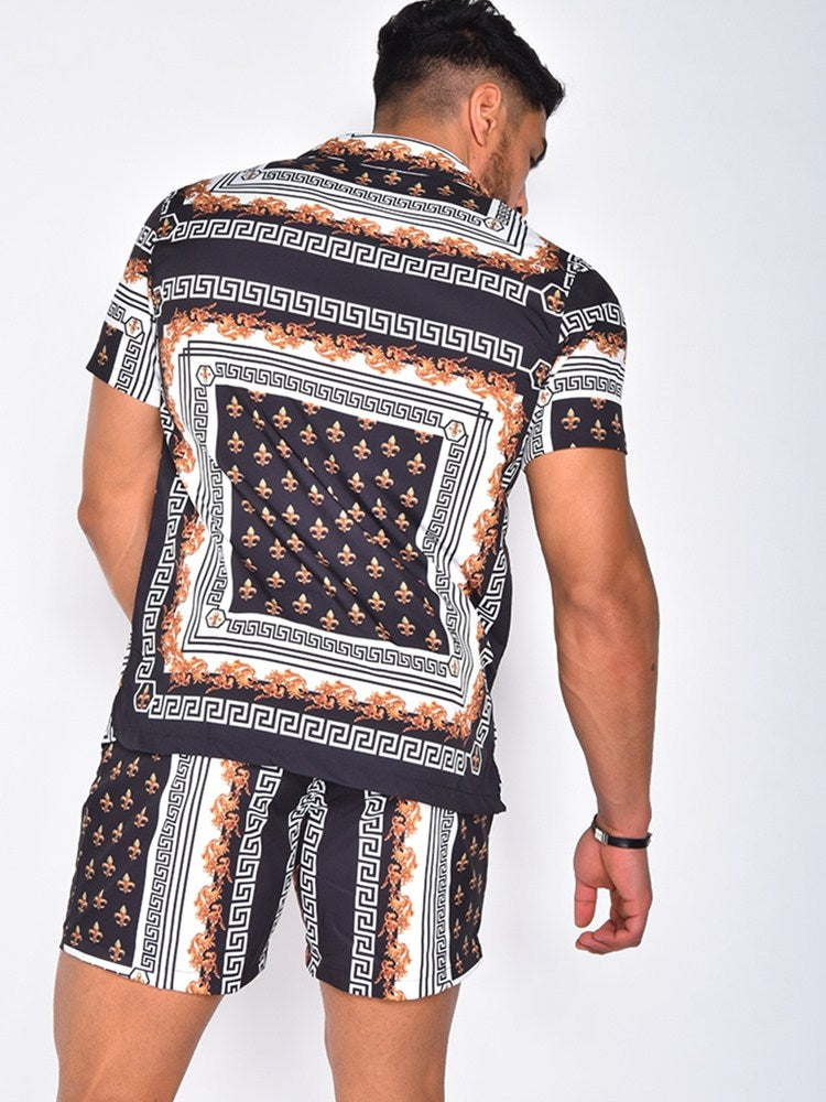 Set with Men's Summer Short Sleeves and Matching Shorts