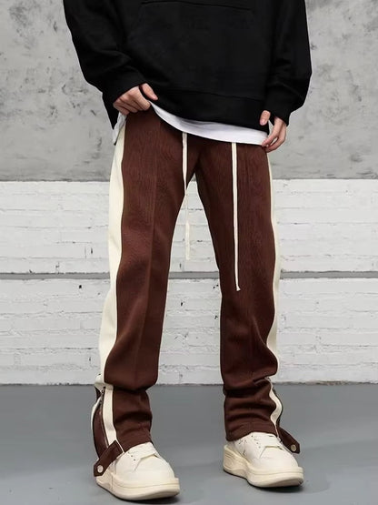 Unisex 90s Inspired Sweatpants with Side Stripe and Zip Detail