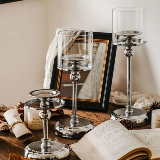 Holder with Elegant Metal Candle Glass Holder for Atmospheric Decoration