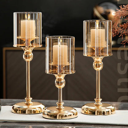 Holder with Elegant Metal Candle Glass Holder for Atmospheric Decoration