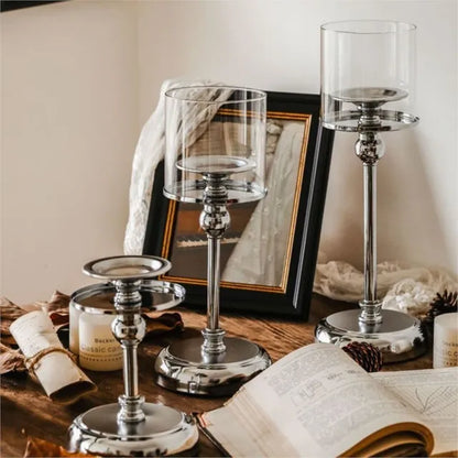 Holder with Elegant Metal Candle Glass Holder for Atmospheric Decoration