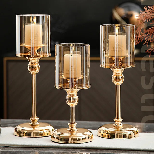 Holder with Elegant Metal Candle Glass Holder for Atmospheric Decoration