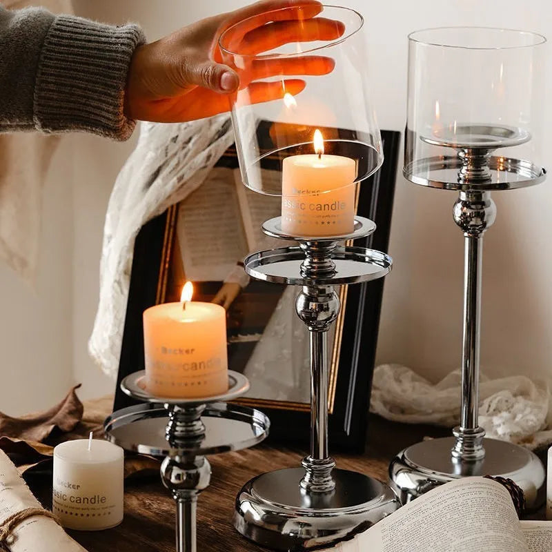 Holder with Elegant Metal Candle Glass Holder for Atmospheric Decoration