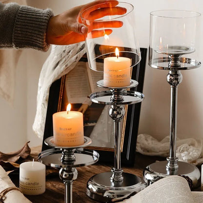 Holder with Elegant Metal Candle Glass Holder for Atmospheric Decoration