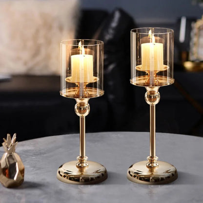 Holder with Elegant Metal Candle Glass Holder for Atmospheric Decoration
