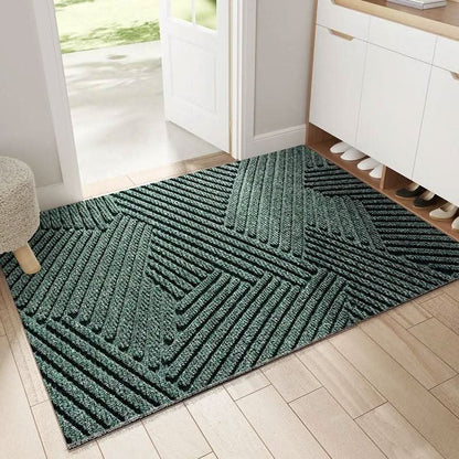 Door Mat with Modern Anti-Slip Geometric Wave Pattern for Entrance