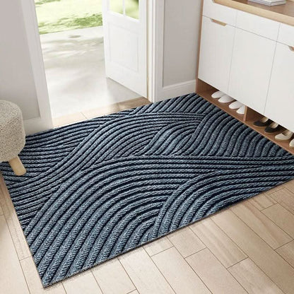 Door Mat with Modern Anti-Slip Geometric Wave Pattern for Entrance