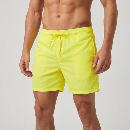 Men's Swim Shorts with Quick-Drying Fabric and Elastic Waist