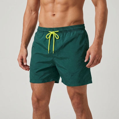 Men's Swim Shorts with Quick-Drying Fabric and Elastic Waist