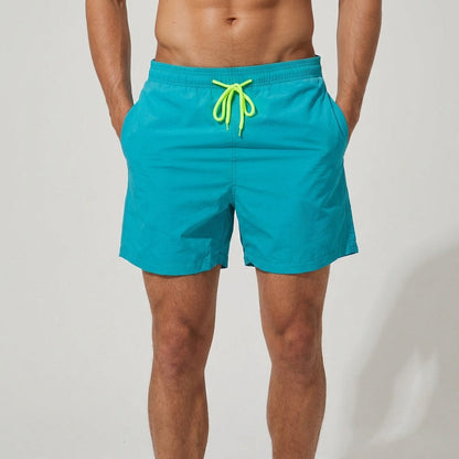 Men's Swim Shorts with Quick-Drying Fabric and Elastic Waist