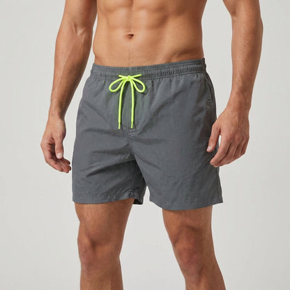 Men's Swim Shorts with Quick-Drying Fabric and Elastic Waist