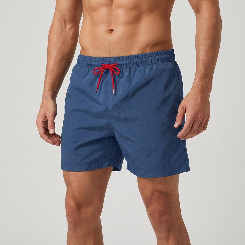 Men's Swim Shorts with Quick-Drying Fabric and Elastic Waist