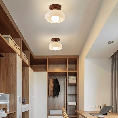 Lamp French Bauhaus Ceiling for Warm Atmospheric Light with Wooden Detail