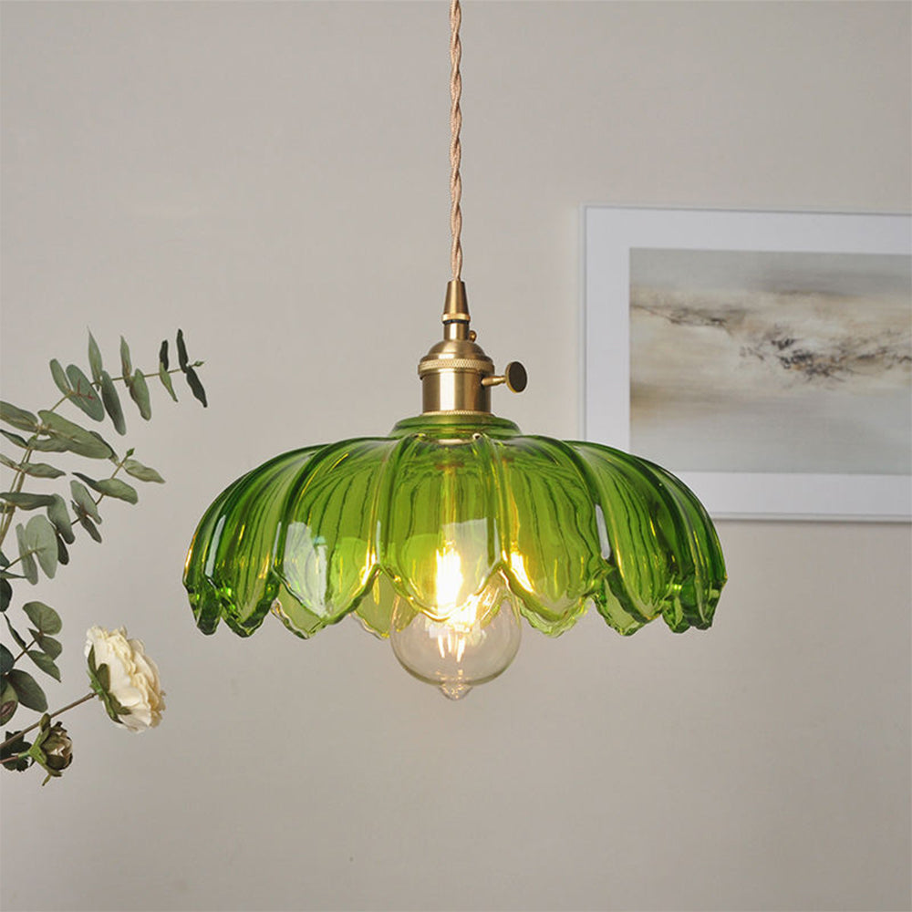 Glass Pendant Lamp in Flower Shape with Decorative and Atmospheric Design