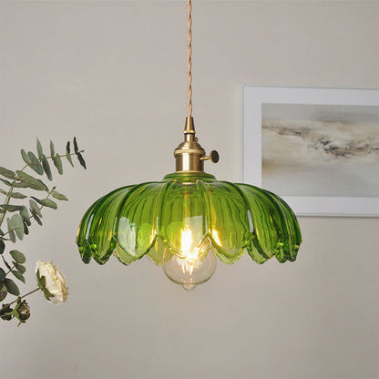 Glass Pendant Lamp in Flower Shape with Decorative and Atmospheric Design