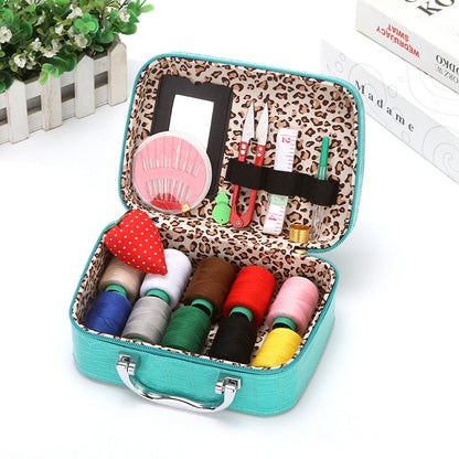 Case Complete Portable Sewing Kit in Faux Leather for Compact and Practical