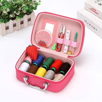 Case Complete Portable Sewing Kit in Faux Leather for Compact and Practical
