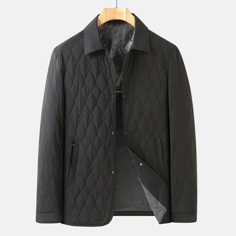 Men's Quilted Jacket with Diamond Pattern for Comfortable and Smart