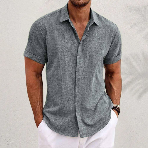 Summer Men's Short Sleeve Shirt with Modern Fit