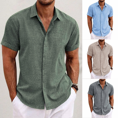 Linen Shirt for Men with Short Sleeves and Breathable Design