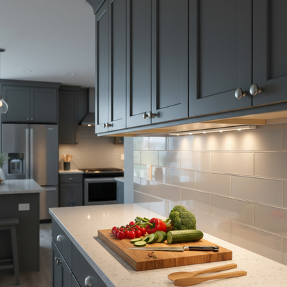 Cabinet with Wireless LED Lighting with Motion Sensor and Rechargeable Battery for Convenience