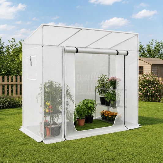Outdoor Plant Greenhouse with Window, Tilted Roof & Steel Frame – 78.7 x 30.3 x 66.9 in