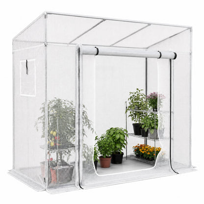 Outdoor Plant Greenhouse with Window, Tilted Roof & Steel Frame – 78.7 x 30.3 x 66.9 in
