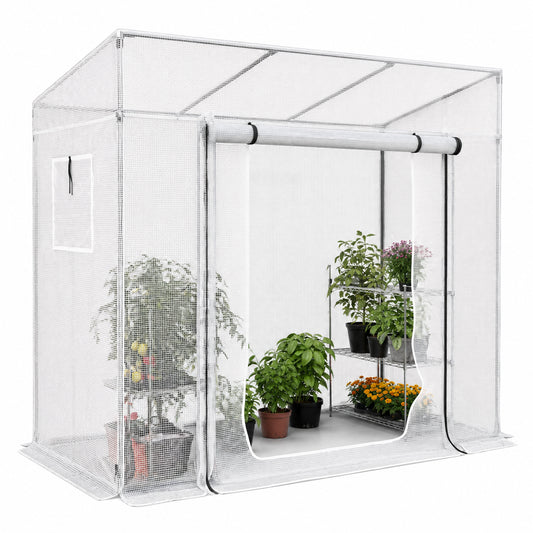 Outdoor Plant Greenhouse with Window, Tilted Roof & Steel Frame – 78.7 x 30.3 x 66.9 in
