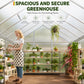 Outdoor walk in greenhouse with aluminum frame and lockable door