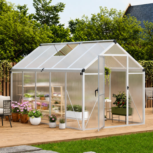 Lockable push-pull door on 6x10 backyard greenhouse