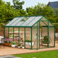 Slide-in polycarbonate panels on outdoor aluminum greenhouse
