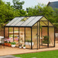 Walk-in greenhouse with built-in rainwater drainage gutters